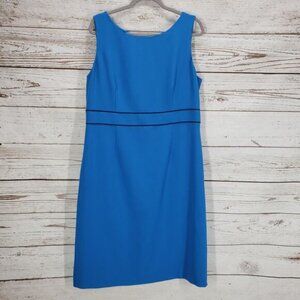 Kasper Women's Blue Black Trim Sleeveless Dress Size 14
